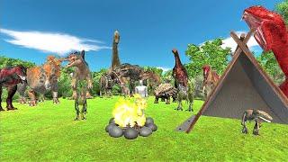 Dinosaur camping. Build a sturdy camp base  Animal Revolt Battle Simulator