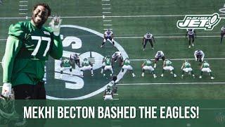 Mekhi Becton BASHED AND BULLIED the Eagles DL  SIX PANCAKES   Jets Film Breakdown