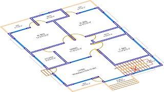 HOUSE PLAN DESIGN  EP 269  1200 SQUARE FEET 3 BEDROOMS HOUSE PLAN  LAYOUT PLAN