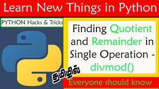 Finding Quotient and Remainder in single Operation in Python Using divmod Function in Tamil