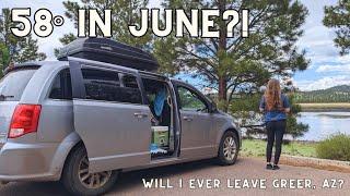 Jacket Weather in June? Will I Ever Leave Greer AZ?   Solo Van Life Travel in a Minivan