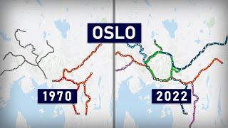 Evolution of the Oslo Metro T-bane 1898-2022 animation