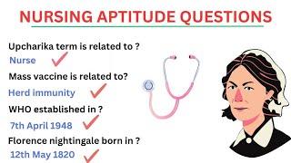 Nursing Aptitude Questions for Bsc Nursing Entrance Exam 2024  CNET Previous year question papers 