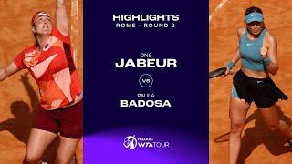 Ons Jabeur vs. Paula Badosa  2023 Rome Round 2  WTA Match Highlights