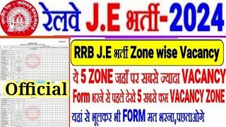 RRB J.E ZONE WISE VACANCY TABLE 21 ZONE का OUT ये 5 ZONE जहां सबसे ज्यादा5 सबसे कम VACANCY सावधान