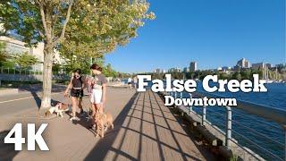 Walking tour in Vancouver False Creek Downtown Weekend 4K