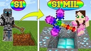 Minecraft 1 DOLLAR SHOVEL VS 1000000 DOLLAR RAINBOW SHOVEL Crafting Mini-Game