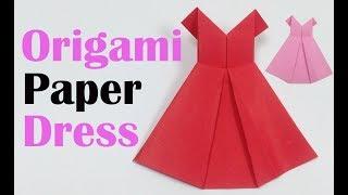 How to Make a Pretty Origami Paper Dress   Origami Paper Folding Craft Videos Tutorials for Kids