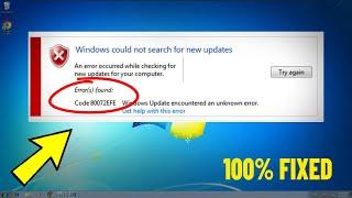 Fix Windows 7 Update Error Code 80072EFE  How To Solve 80072efe error windows update % SOLVED 