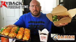 Ryback Feeding Time Daikon Golden State Sushi Rolls with Sesame Chicken & Broccoli & Black Rice