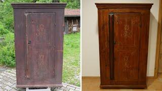 Restaurierung Bauernschrank 1770 Restoration of an old original cupboard 1770