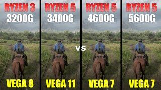 Ryzen 3 3200G vs Ryzen 5 3400G vs Ryzen 5 4600G vs Ryzen 5 5600G  5 Games Tested in 2023