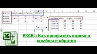 Excel как преобразовать столбец в строку и обратно