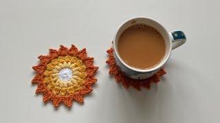 Crochet - Sun-rays TeaCoffee Coaster - Very Quick and Easy Pattern