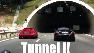 Loud Lotus Esprit meets Mercedes McLaren SLR in tunnels near Monaco