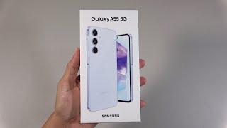 Samsung Galaxy A55 5G unboxing camera speakers antutu gaming test