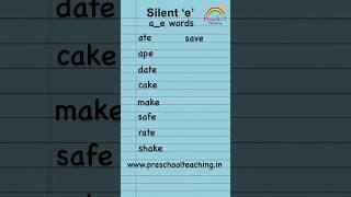 Silent ‘e’ a_e words part-1  silent e word list  #phonics #silente #preschoolteaching