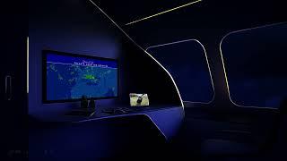 DARK Futuristic 1st Class Brown Noise Ambience  Flight Map  Sleeping Reading Studying  Zen