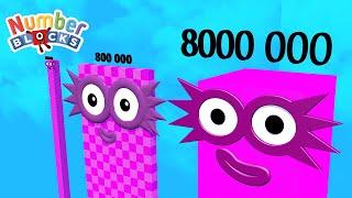 Numberblocks Comparison 8 80 800 8000 80000 800000 to 8 Million Numberblocks Standing Tall