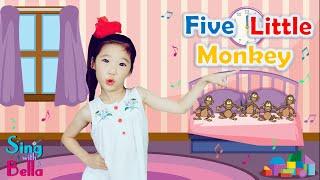 Five Little Monkeys with lyrics  Sing and Dance Along  Kids nursery rhyme by Sing with Bella