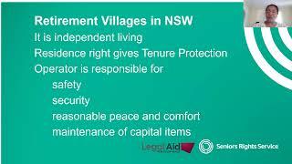 The difference between Retirement Villages and Aged Care  Law for Community Workers webinar