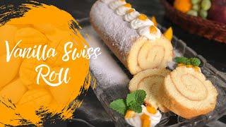 Swiss Roll Recipe  Vanilla Swiss Roll Cake  Basic Swiss Roll Cake