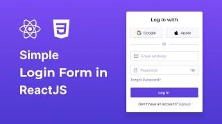 Create A Responsive Login Form in ReactJS & CSS  Simple Login Form with ReactJS