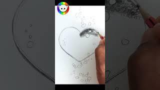 Bubble Heart Easy Drawing  Realistic Sketch for Beginners  #shorts