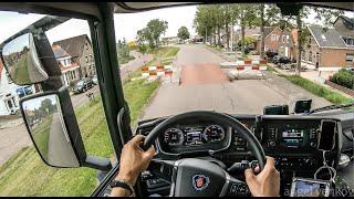 POV truck Driving Scania R450 narrow roads  Yerseke Netherlands   4k cockpit view