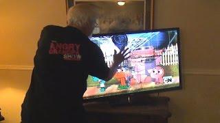 ANGRY GRANDPA SMASHES HDTV