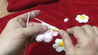 Puf puf ÇİÇEK Yapımı  Örgü PAPATYA Yapılışı  Lif Çiçeği #knitting #crochet