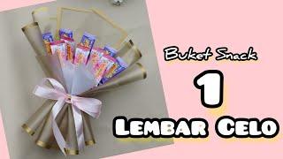 TUTORIAL BUKET 1 LEMBAR CELOPHANE  DIY BUKET SNACK LOW BUDGET