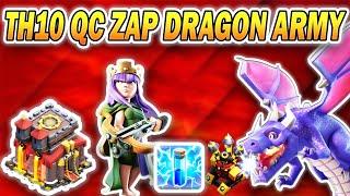 TH10 Queen Charge Zap Dragon Attack Strategy 2024  Best Town Hall 10 Dragon Army Clash of Clans