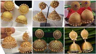 party wear collection of big gold jumkaslong hoop jumkas.