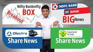 Nifty Bank Nifty Analysis  Olectra Share News  HDFC Bank Share News  Happiest Minds Share News