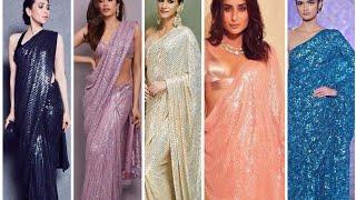 Designer Latest Sequin Saree  Sequin fashion is backBollywood sequin saree Stylish sequin saree