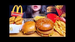 ASMR MCDONALDS *CHICKEN BIG MAC + CHEESEBURGER MUKBANG  EATING SOUNDS #shorts