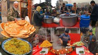 Breakfast in Kabul Afghanistan  Street food in Pole Khishti  Liver fry  Kabuli pulao  Milk Chai