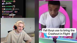 xQc Dies Laughing at Flightreacts Crashing out in Fall Guys