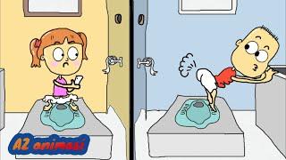 WHEN defecating in a public toilet  Cute Animated Cartoon