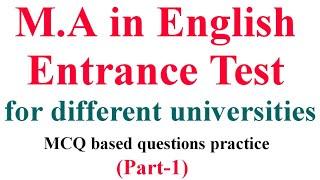 M.A Entrance Test  English Literature  MCQ based questions  Computer Based Exams  Part-1