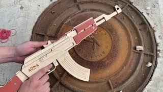 Многозарядный резинкострел АК-47 автоматическая стрельба 70 см съемный приклад