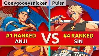 GGST ▰ Ooeygooeysnicker #1 Ranked Anji vs Pulsr #4 Ranked Sin. High Level Gameplay