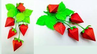 How to Make DIY Paper Strawberry  Origami Strawberry Tutorial  Strawberry Craft Ideas