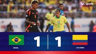 Brasil 1-1 Colombia  COLOMBIA QUEDÓ PRIMERA Y BRASIL JUGARÁ CONTRA URUGUAY  COPA AMÉRICA 2024
