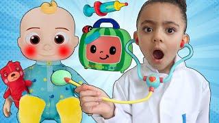 Sick Song  Leah and Cocomelon JJ Doll Pretend Play Sing Along