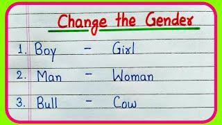 Change the gender in English Grammar  Masculine and Feminine Gender  20 Gender Name