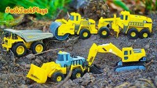 Playing with Construction Trucks Outside Tonka Toys Diggers Roller UNBOXING  JackJackPlays