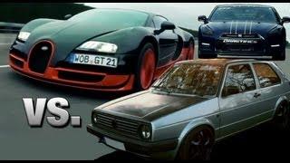 16Vampir VW Golf 2 AWD vs Bugatti Veyron Super Sport vs AMS Nissan GTR Alpha 12+
