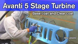 Avanti 5 Stage Turbine sprays auto paint.